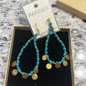 Blue bead statement earrings